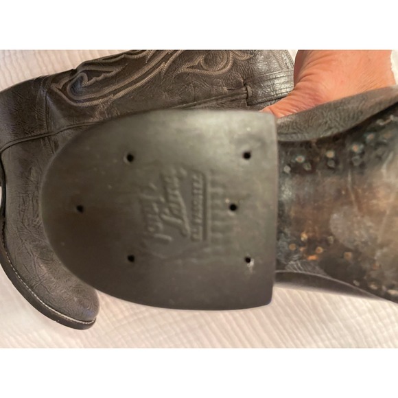 Vintage Tony Lama 8954 Kangaroo Cowboy Boots Men's 8D Brush-Off Gray Black Rare - Picture 11 of 12